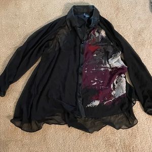 Black sheer shirt/cover up